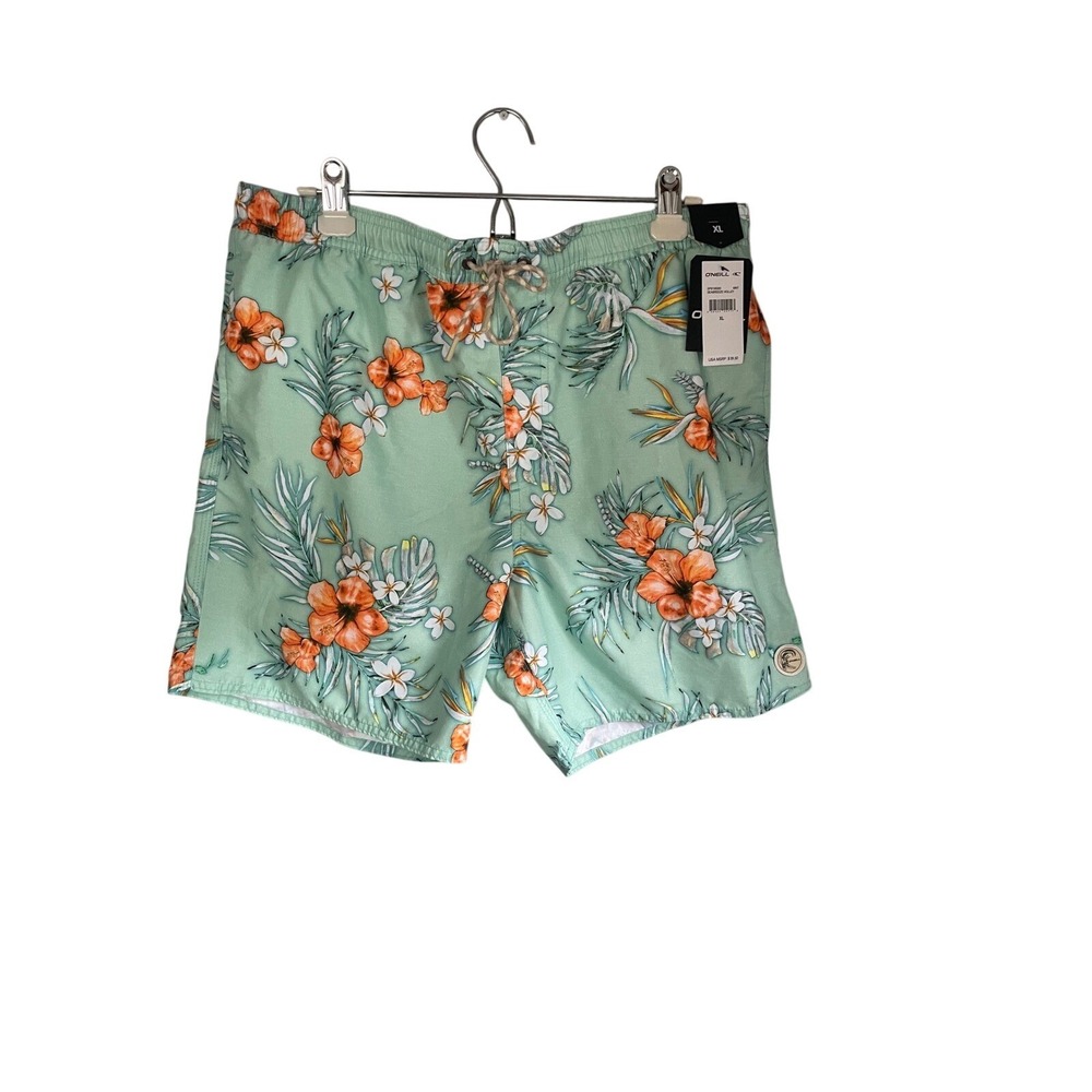 O'Neill Seabreeze Volley Swim Shorts Mens XL Mint‎ Green Tropical Floral